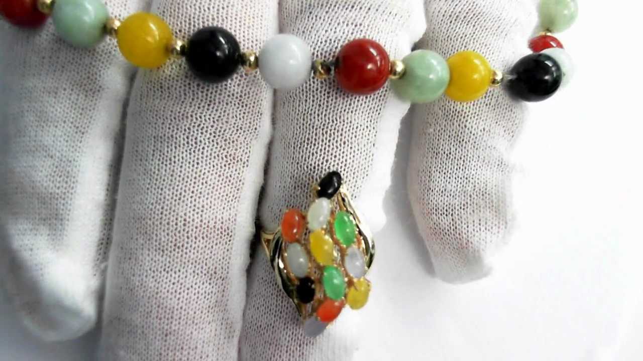 14k and Semi Precious stone Jewelry Suite - Ring and Free Bracelet