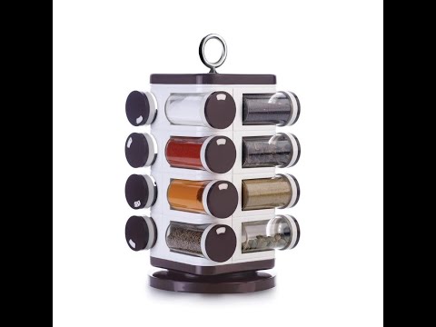 GANESH MULTIPURPOSE REVOLVING SPICE RACK WITH 16 PCS DISPENSER EACH 100 ML 8119
