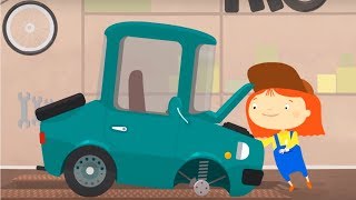 Um  caminhão de reboque. Doutora McWheelie. Desenhos animados de carros