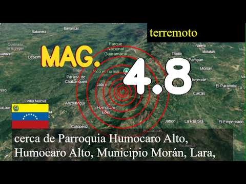 😱🚨  terremoto cerca de la Parroquia Humocaro Alto, Humocaro Alto, Municipio Morán, Lara, Venezuela a