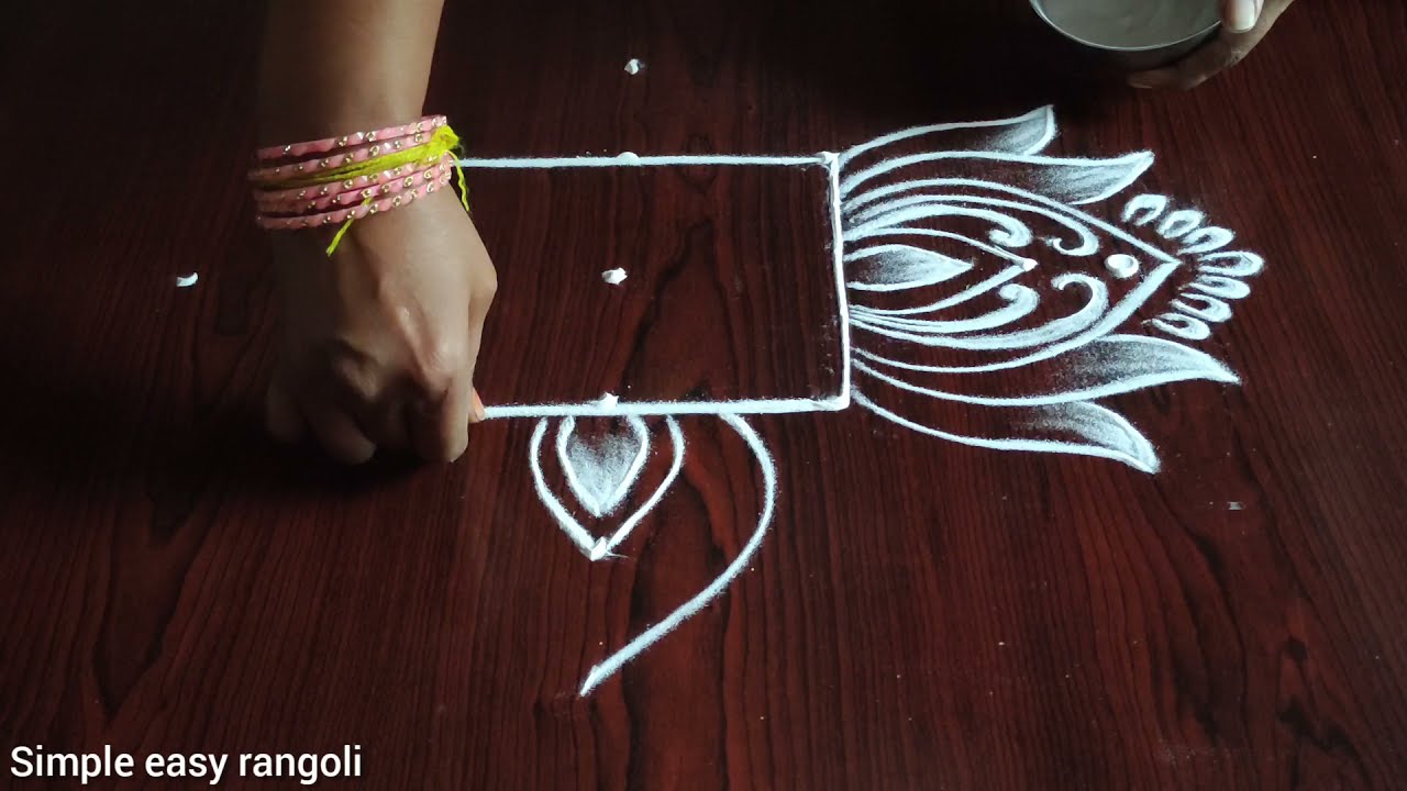 easy lotus flower deisgn 5 dot kolam design by simple & easy rangoli