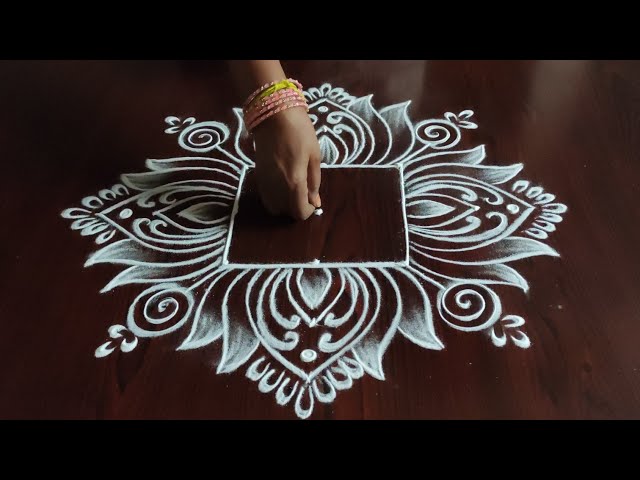 Easy lotus flower deisgn 5 dot kolam design by simple & easy rangoli