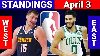 April 3 | NBA STANDINGS | WESTERN and EASTERN CONFERENCE