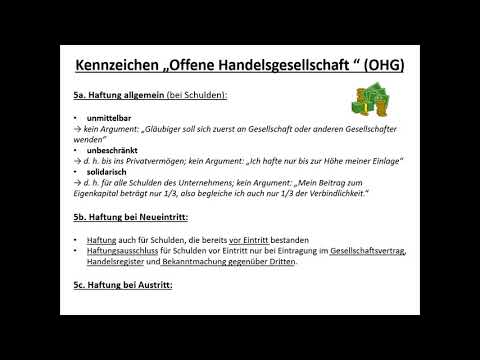Rechtsformen von Unternehmen 3: Die Offene Handelsgesellschaft (OHG)