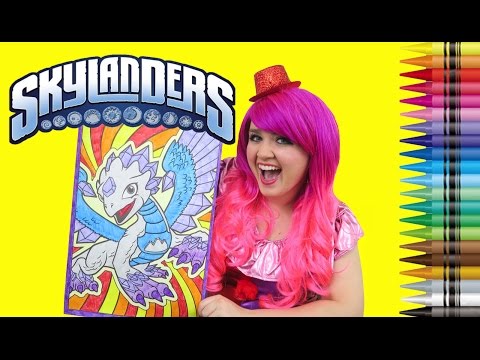 Coloring Skylanders Flashwing Gem Dragon GIANT Coloring Book Page Crayola Crayons | KiMMi THE CLOWN Video