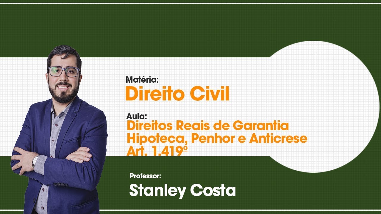 Aula Grátis - Direitos Reais de Garantia  Hipoteca, Penhor e Anticrese  Art.1.419 - 61/68
