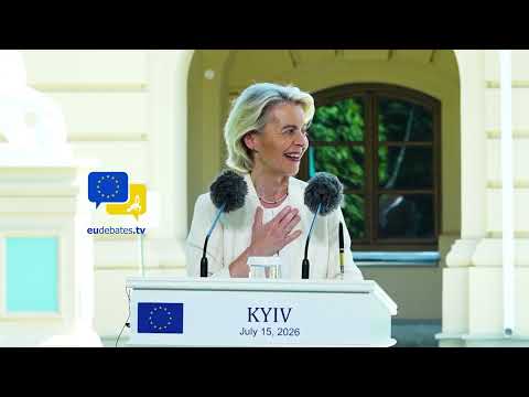 Video Thumbnail: Von der Leyen Announces €1 Billion More for Ukraine Drones at Kyiv Press Conference