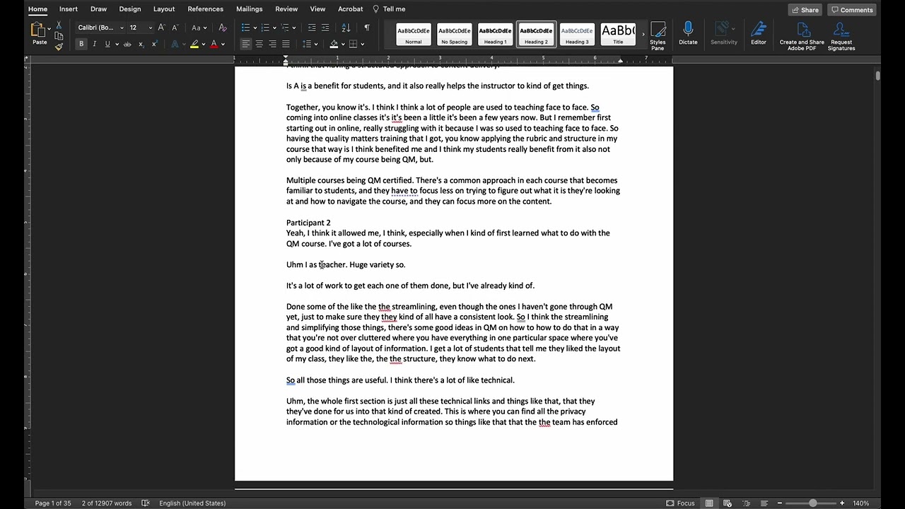 Preparing a Transcript for Analysis