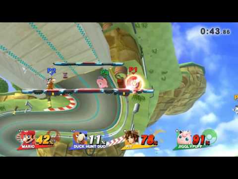 Super Smash Bros Wii U Online Battle Mario vs. Duck Hunt Duo vs. Pit vs. Jigglypuff