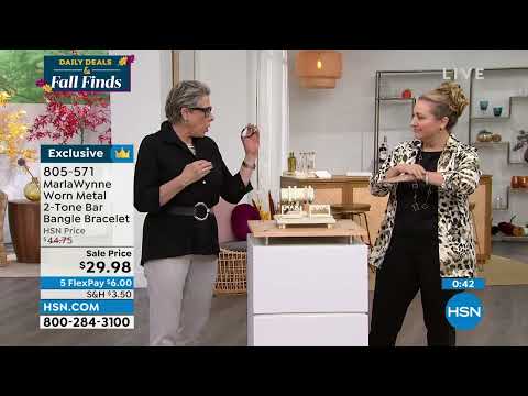 MarlaWynne Worn Metal TwoTone Bar Bangle Bracelet