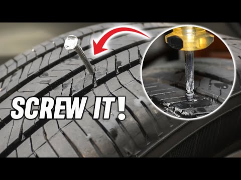 Fixing A Flat Tire Using A SCREW! The Results Will Shock You! DIY How To
