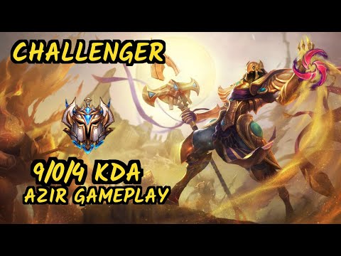 CLG PowerOfEvil (AZIR) - 9/0/4 KDA MID CHALLENGER GAMEPLAY - NA