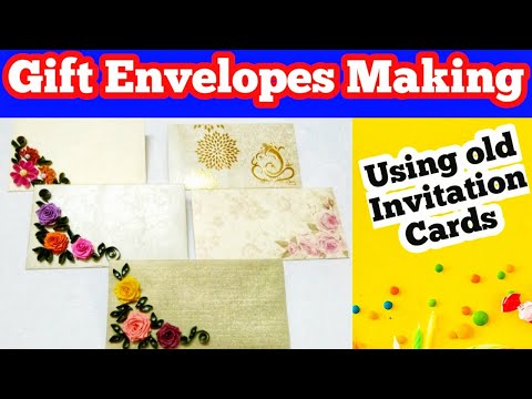GIFT ENVELOPE USING OLD INVITATION CARD | ENVELOPE MAKING AT HOME EASY | HOW TO MAKE ENVELOPE CARD