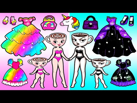 Rainbow VS Black 🌈 Mother & Daughter Barbie BRAINROT Fashion Handmade | DIY Arts & Paper Crafts