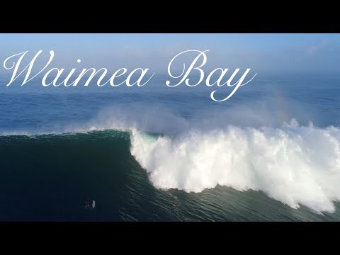Drone captures huge waves at Waimea Bay