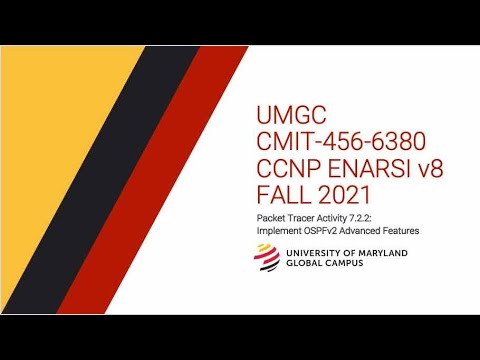 UMGC - Fall 2021 CMIT-456 CCNP ENARSI v8 Packet Tracer Tutorial 7.2.2: Implement OSPFv2 Adv Features