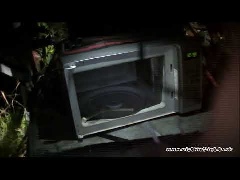 Monty puts an airbag in a microwave with Tiny Tim !