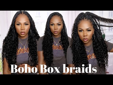 🔥 Boho Box Braids With Human Hair Curls | Protective...