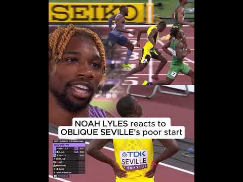 NOAH LYLES reacts to OBLIQUE SEVILLE's poor start at Tokyo 2025 World Championships.