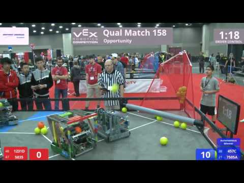 VEX Worlds 2016 - VRC Middle School - Opportunity - Qual 158 (1231D 5835) 79 vs 202 (457C 7505A)