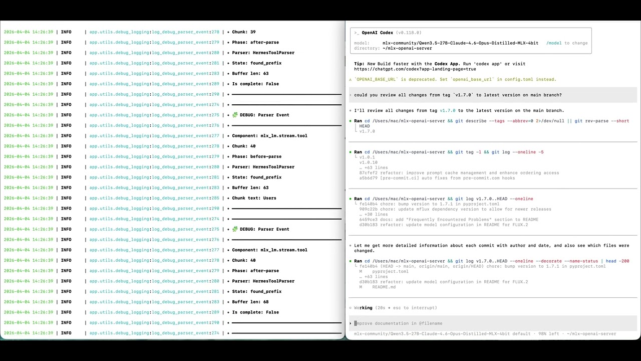 MLX OpenAI Server + Codex: Local 27B Model in Action