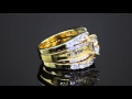 3 Piece 5 62 TCW Round Cubic Zirconia Bridal Ring Set In 18k Gold Over Sterling Silver