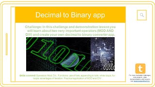 Download the video "Decimal to Binary converter (Python Demo)"