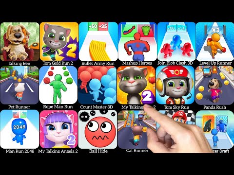 Tom Gold Run 2,Join Blob Clash 3D, Cat Runner,Count Master 3D, Pet Runner,Man Run 2048,Hide Ball….