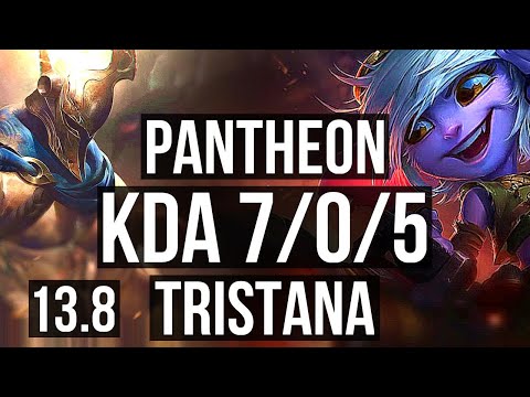 PANTHEON vs TRISTANA (MID) | 7/0/5, 1200+ games, 1.2M mastery, Godlike | KR Grandmaster | 13.8