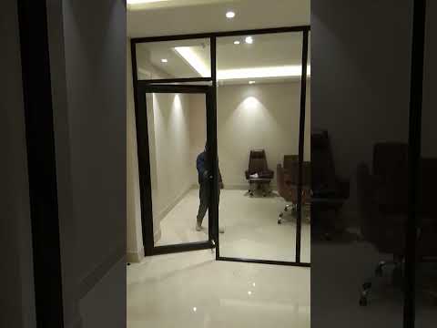 Transparent plain office glass partition
