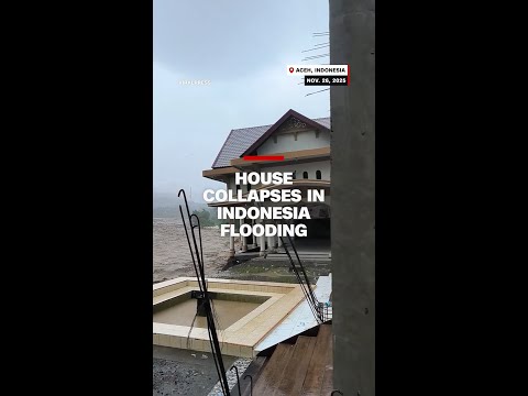 House collapses, road crumbles in Indonesia flooding