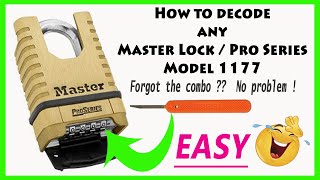 #507 How to decode any Master Lock Pro Series 1177 ( Fast and Easy)
