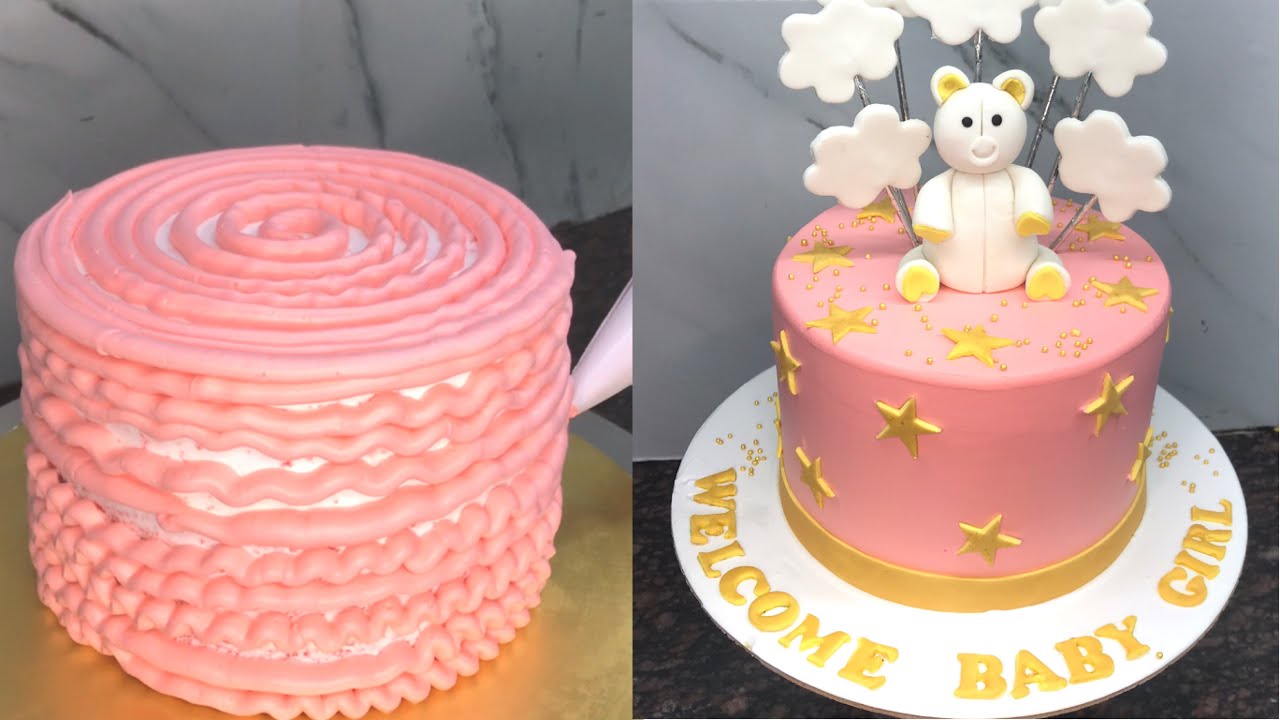 Welcome baby cake decorating | teddy bear cake | welcome baby girl | welcome baby Boy | cake guruji