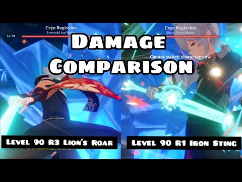 Kazuha R3 Lion's Roar Vs R1 Iron Sting Damage Comparison | Genshin Impact Mobile