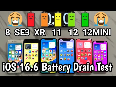 iOS 16.6 Full Battery Drain Test - iPhone 8 vs SE3 vs XR vs 11 vs 12 vs 12mini [100-0% ]