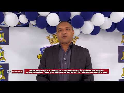VEREADOR POLAX NUNES FALA SOBRE SESSÃO DESTA QUARTA-FEIRA  NA CÂMARA MUNICIPAL DE TRIZIDELA DO VALE