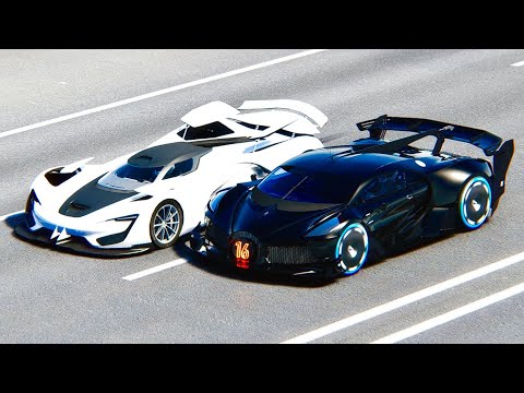 Bugatti Black Devil Concept vs SRT Tomahawk Vision GT - Drag Race 24 KM