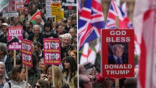 Londres en tensión mientras seguidores de Tommy Robinson y manifestantes propalestinos protestan