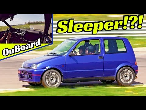 300Hp SLEEPER Fiat Cinquecento Turbo by Swap Team creates PANIC on track! - 4x OnBoard Multicam!