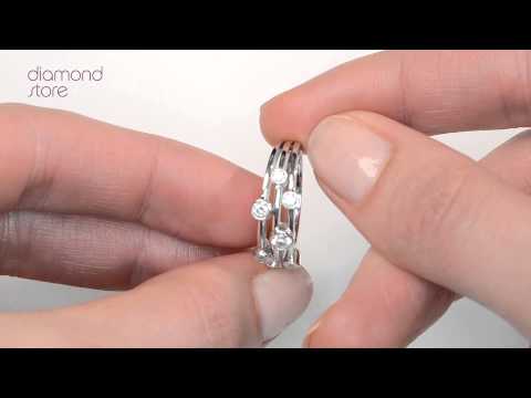 N4402 - Rain Drops Diamond 0.50ct And 18K White Gold Rubover Ring