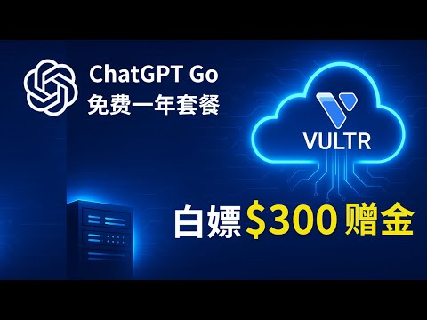白嫖Vultr VPS赠金，免费白嫖ChatGPT Go一年会员！