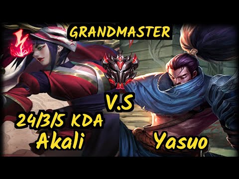 PNG Tinowns (AKALI) vs YASUO - 24/3/5 KDA MID GAMEPLAY - BR Ranked GRANDMASTER v9.6
