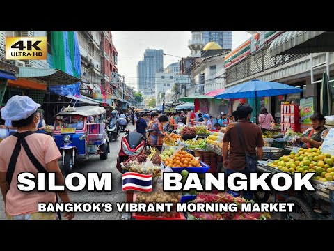 Bangkok Silom Soi 20 Market Morning Walk 🇹🇭 Thailand 4K