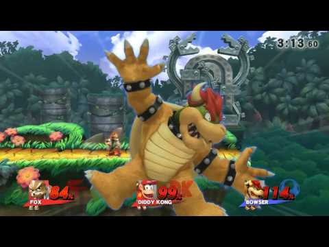 Brawl in Smash 4 - Fox and Diddy Kong VS Bowser