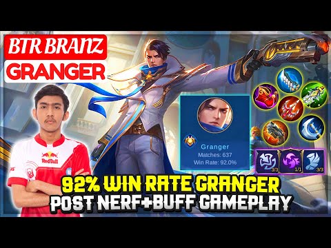92% Win Rate Granger, Post Nerf+Buff Gameplay [ BTR Branz Granger ] Mobile Legends