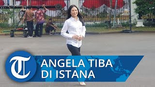 Angela Tanoesoedibjo Tiba di Istana Merdeka Kenakan Kemeja Putih