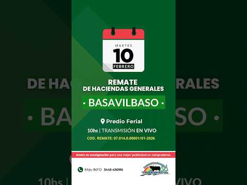 Remate de hacienda Basavilbaso 10-02-2026 | Coop. Ganadera El Pronunciamiento