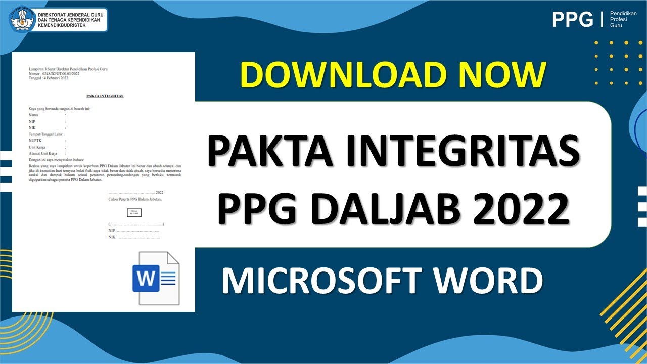 Download Pakta Integritas PPG 2022 Format Word