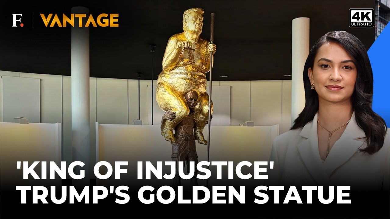 Golden Naked Trump Statue Installed at European Parliament | Vantage on Firstpost