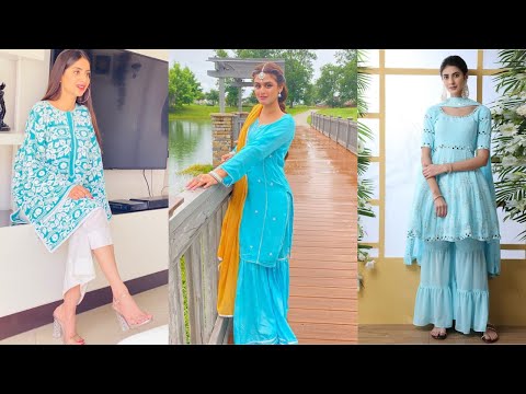 Beautiful Sky Blue Dress | Sky Blue Dress Designing for Wedding,Party&Casual Wear | Aneela's Fashion